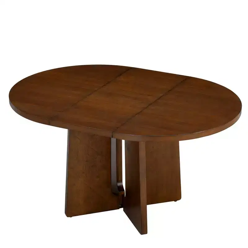 Whisen Vintage Extendable Round Dining Table, Farmhouse Kitchen Table with 16 Removable Leaf