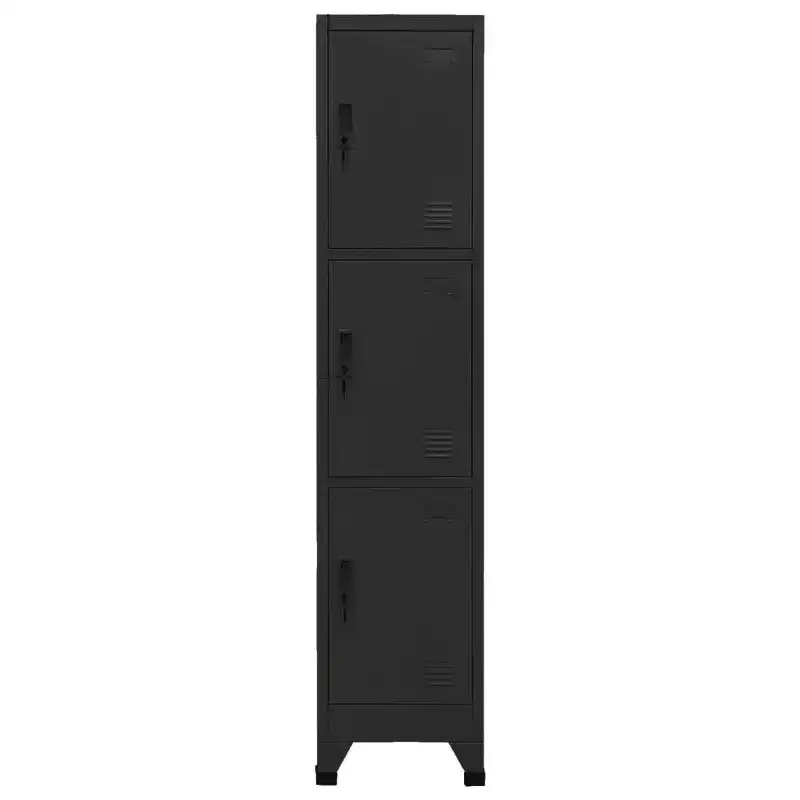 vidaXL Locker Cabinet Black Steel Locker Cabinet Rectangular Modern