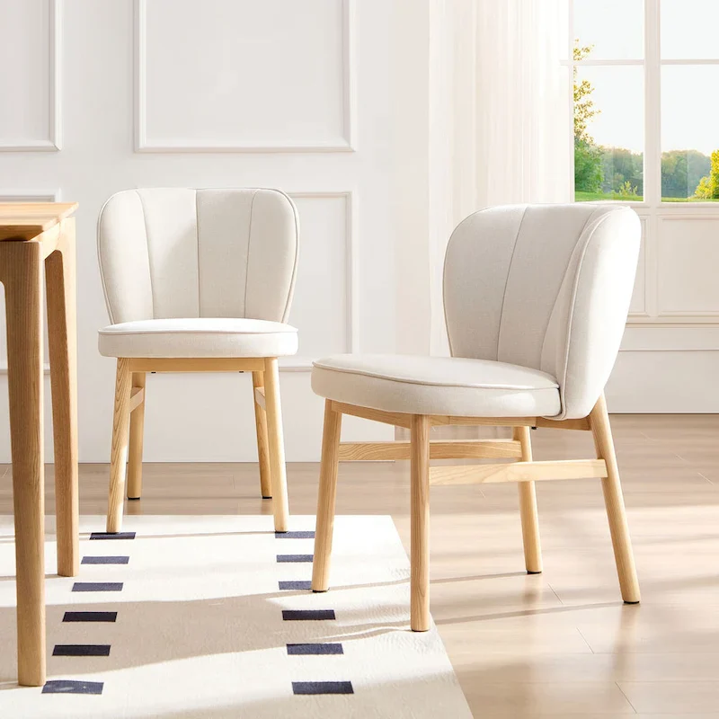 Modern Armless Dining Chairs with Wooden Frame and Upholstered Seat