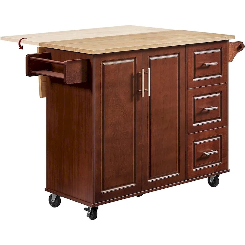 Wood Rolling Kitchen Island Cart 54