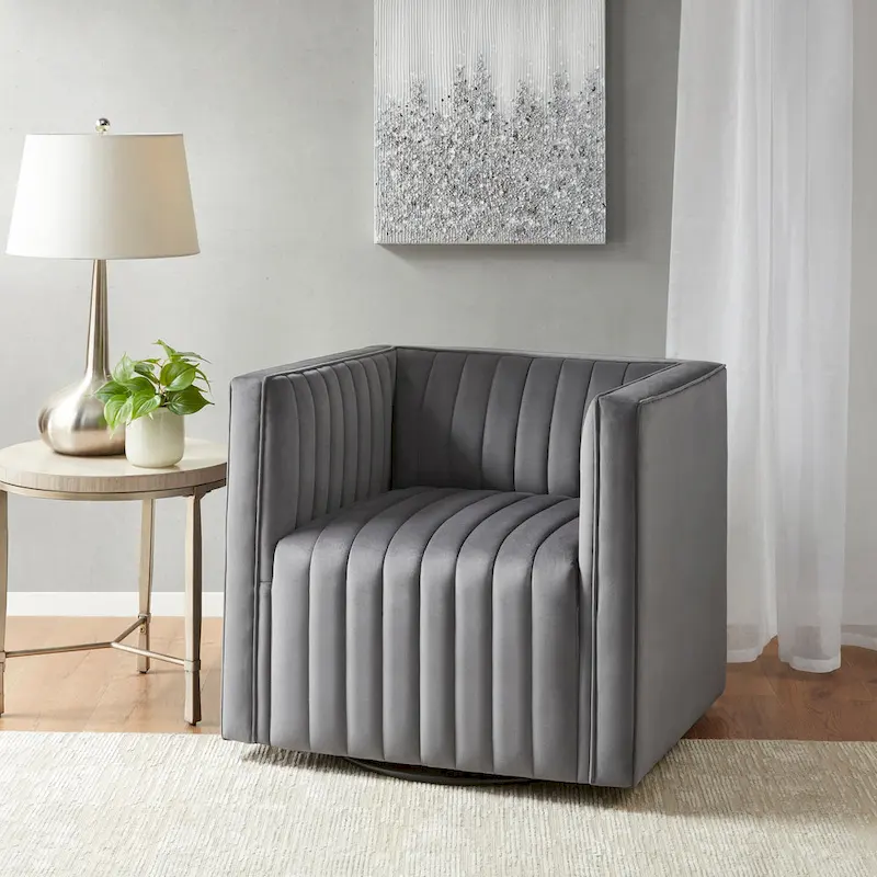 Gayley Channel Tufted Swivel Armchair