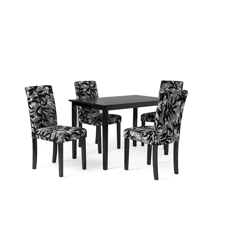 Parson Black and Silver 5-Piece Dining Table and Chairs